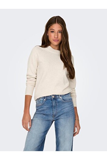 ONLY Women's Onlrıca Crew Neck Knitted Sweater 15204279 Bone