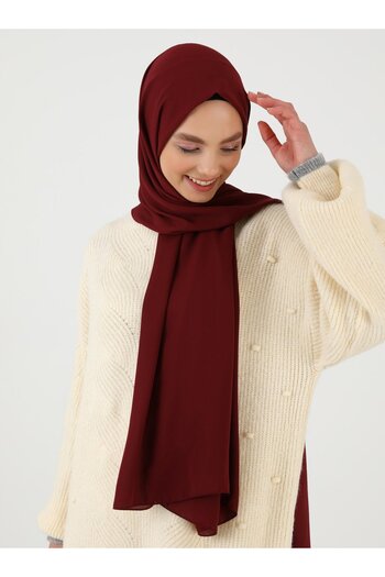 Tuva Şal Crepe Shawl - Claret Red -