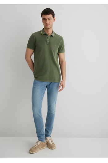 Mavi Stripe Detailed Polo Neck Slim Fit Men's T-Shirt