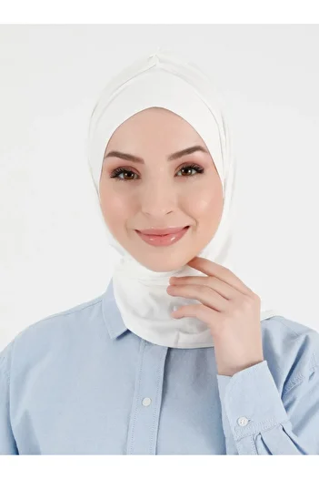 Ecardin Πλισέ İsra Plain Ready Turban - Κρέμα -