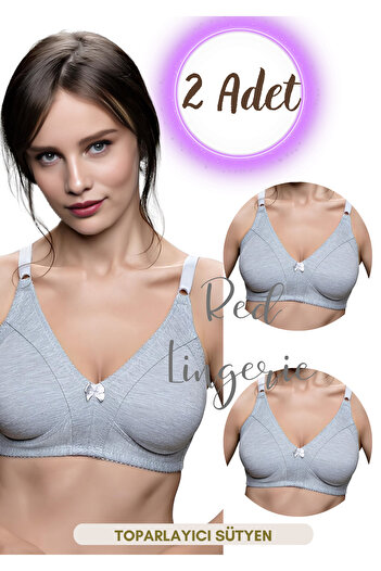 red iç giyim 2 Pieces Combed Cotton Minimizer Gathering Bra