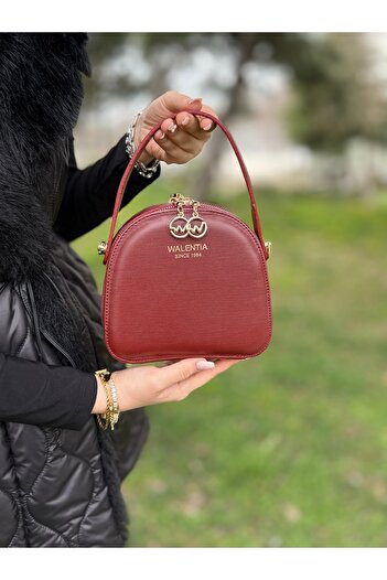 DEV 3 ADAM Claret Red Compartmented Adjustable Strap Simple and Stylish Box Model Women's Cross Shoulder and Hand Bag