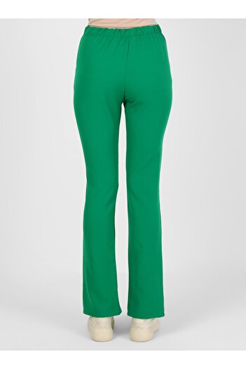 Benin Elastic Waist Slit Trousers - Benetton Green -