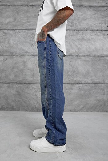 NOMARC Μπλε Αντίκα και Τριμμένο Relax Baggy Jean