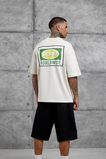 NOMARC Ανδρικό μπλουζάκι με κρέμα μάρκας Worldwide Oversize