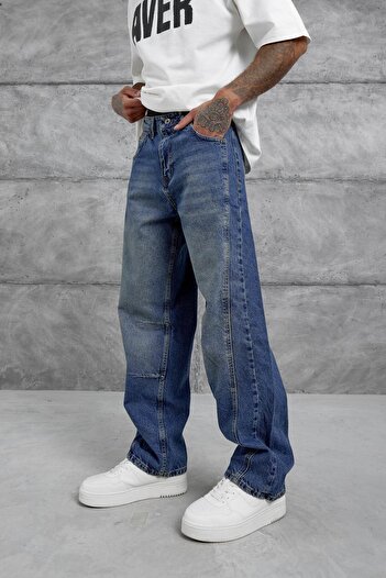 NOMARC Μπλε Αντίκα και Τριμμένο Relax Baggy Jean
