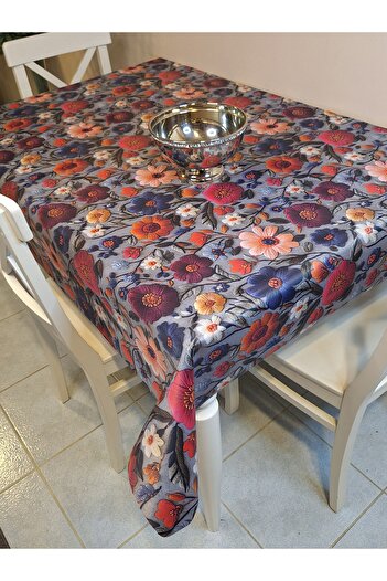 Başak Ev Tekstili FABRIC TEXTURED BASE WITH SILICONE WASHABLE WASHABLE IRONABLE NON-SLIP DECORATIVE TABLE CLOTH