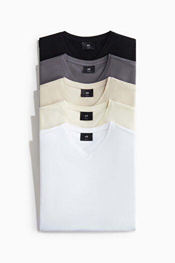 H&M 5-pack Slim Fit V-neck T-shirt