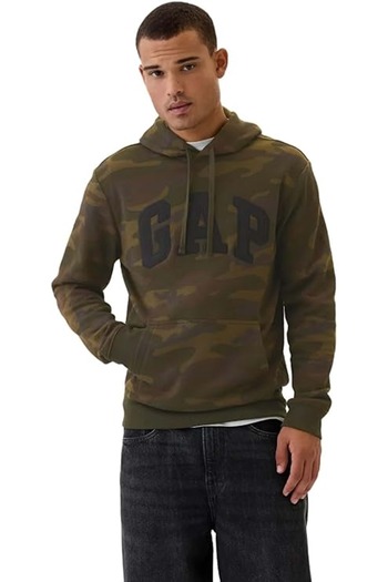 GAP Ανδρικό φούτερ με κουκούλα V-Printed Heritage Logo Po 718935000 ΠΡΑΣΙΝΟ