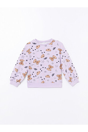 LC Waikiki LCW Bisiklet Yaka Ayı Teddy Baskılı Kız Çocuk Pijama Takımı