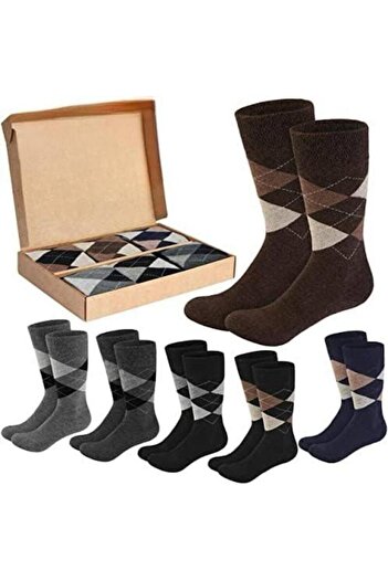kozaneli Diamond Pattern Combed Cotton Luxury Men's Socks