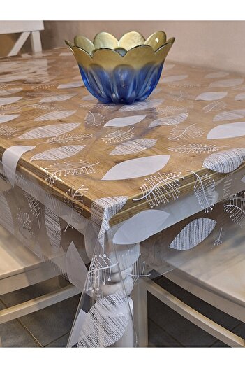 Başak Ev Tekstili Transparent 0.018 Mm PVC Oilcloth - Patterned Erasable Transparent Tablecloth
