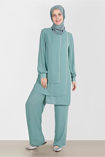 Alvina Stone Detailed Double Trousers Set - 42514