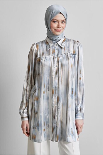 Alvina Satin Shirt Tunic Model: 45407