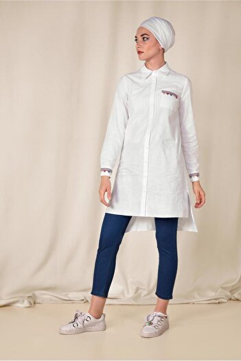Alvina Linen Tunic with Embroidery Detail 4975