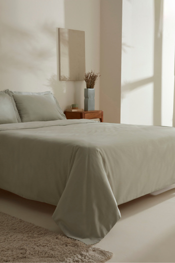 Karaca Home Jemma 120 Thread 100% Cotton, Satin Double Duvet Cover Set, Green