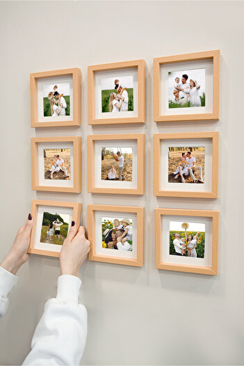 Nobbystar Wooden 14X14Cm Pola Square Photo Frame with Adhesive Removable Mat - Pack of 9
