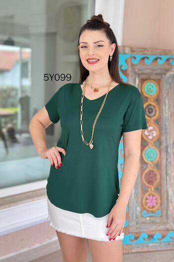İnce Topuk V-Neck Bamboo Basic Tshirt 5Y099