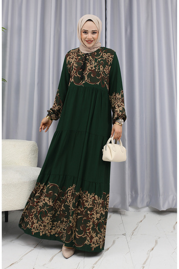 sefamerve Φόρεμα Juicy Pattern - Emerald Green 4082-05 Model