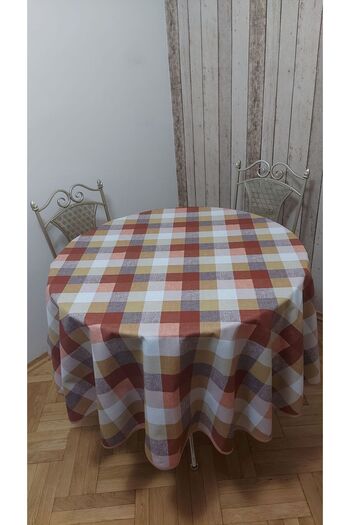gonk Round, Plaid, Duck (Liquid Pusher, Stain Proof) Fabric, Tablecloth