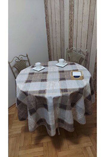 gonk Round, Plaid, Duck (Liquid Pusher, Stain Proof) Fabric, Tablecloth