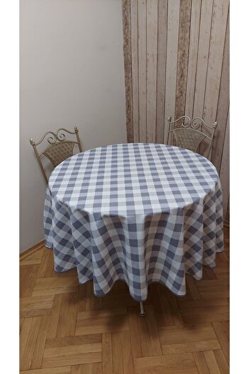 gonk Round, Plaid, Duck (Liquid Pusher, Stain Proof) Fabric, Tablecloth