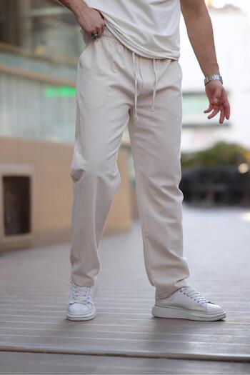 Madmext Beige 100% Cotton Relaxed Cut Men's Trousers E6565