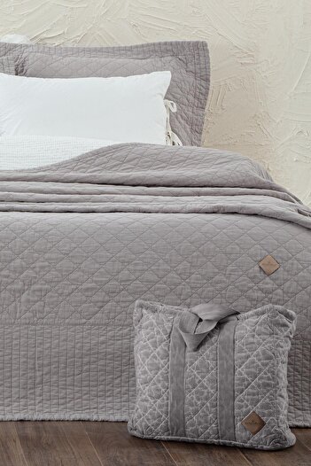 Ecocotton Reha Double Bed Cover Set 100% Cotton Light Gray 240X260 Cm