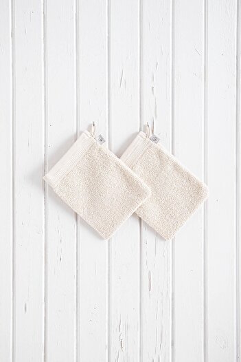 Ecocotton Towel Bath Washcloth 100% Cotton Curl Set of 2 with Covering Border Cream 15x20 Cm