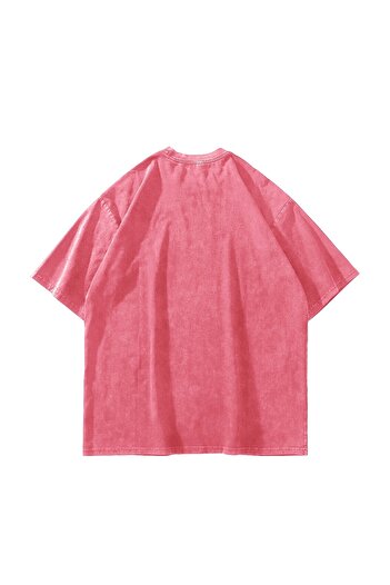 Sekizbiraltı Shining Star Stone Printed Oversize Unisex Washed Pink Tshirt