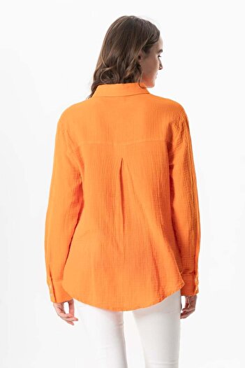 Eliş Şile Bezi Long Arm Orange Trnc, Detayı Revealed Pocket Muslim and Summer Shirt
