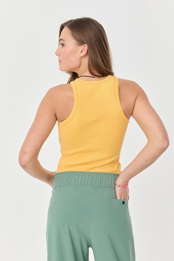 bilcee Women's Dark Yellow Cotton Flexible All-Season Fitness Athlete Undershirt 0147