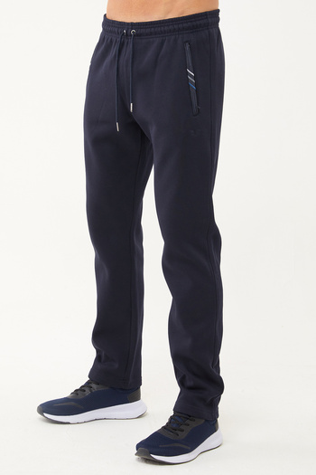 bilcee Men's Dark Navy Blue Straight Leg Winter Fleece-Lined Sweatpants 0707