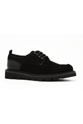Tuna Genuine Suede Leather Black Classic Men's Shoes Eva Sole - 3690