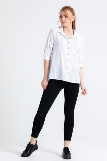 Eliş Şile Bezi Long Sleeve Sile Cloth Peyker Summer Shirt White Byz
