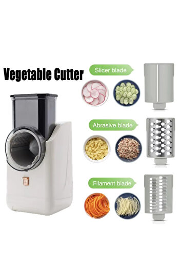 Primo Plus Electric Vegetable Cutter , with 3 Blades USB Rechargeable Vegetable Chopper Multipurpose