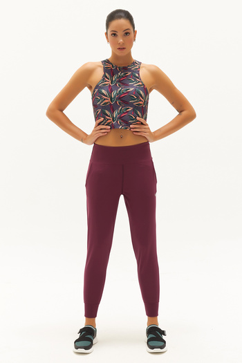 bilcee Women's Plum High Waist Sports and Daily Lycra Stretchy Training Fashion Athlete Leggings Pants 0676