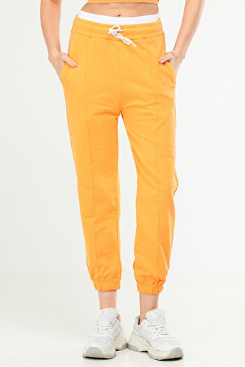 speedlife Orange Oversize Cotton High Waist Women's Sweatpants - Sd1000