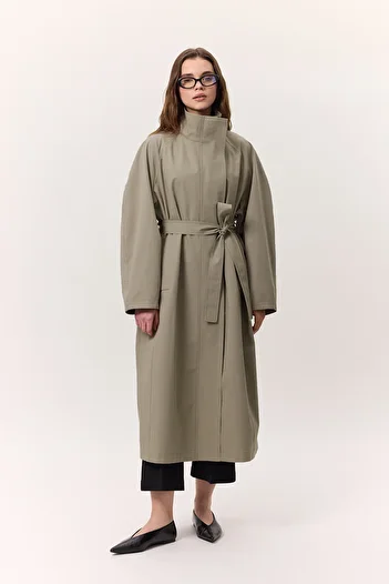 Manuka High Trench Coat - Oversize Stone - Green