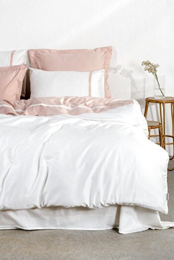 Ecocotton New Basic Oversize Duvet Cover Set 100% Organic Cotton Satin Powder 240x220 Cm