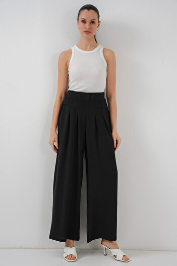 Bigdart Women's Wide Leg Pleated Pants 6718 - Black