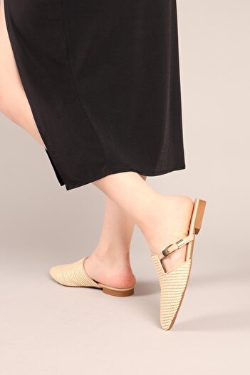 Birikon SAWYER Buckle Straw Slippers TEN