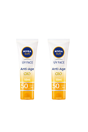 NIVEA SUN UV Face Anti-Age Face Cream, SPF 50, Tube 50ml, Pack of 2
