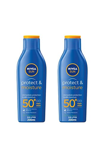 NIVEA SUN Protect & Moisture Sun Lotion, UVA & UVB Protection, SPF 50+, 200ml, Pack of 2