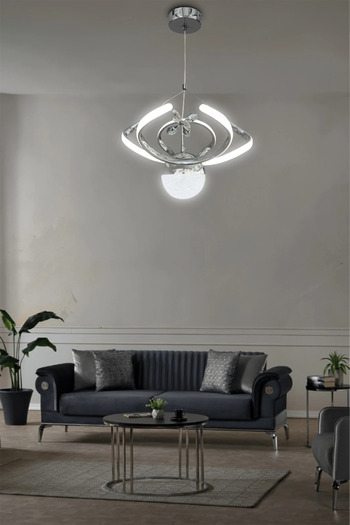 RSCOLLECTIONS Dron Tek Top Modern Sarkıt Led Avize - 3 Renk Kumandasız Krom