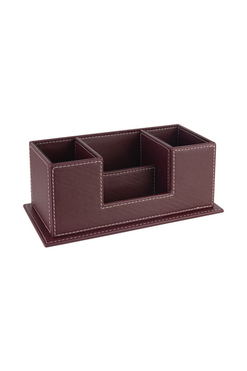 2K Desktop Leather Organizer Pen Holder 4 Compartments Desktop Organizer Rainbow Vegan 10X12X25 Cm.