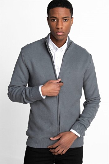 Tudors Men's Half Turtleneck Zipper Cardigan