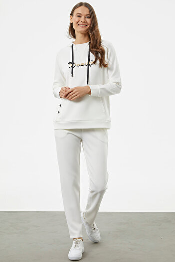 Sementa Kangaroo Pocket Diver Fabric Tracksuit Set - Ecru