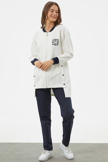 Sementa Zippered Tunic Tracksuit Set - Ecru