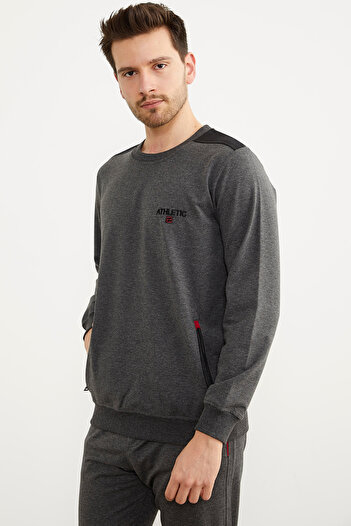 Sementa Comfortable Fit Crew Neck Tracksuit Set - Anthracite